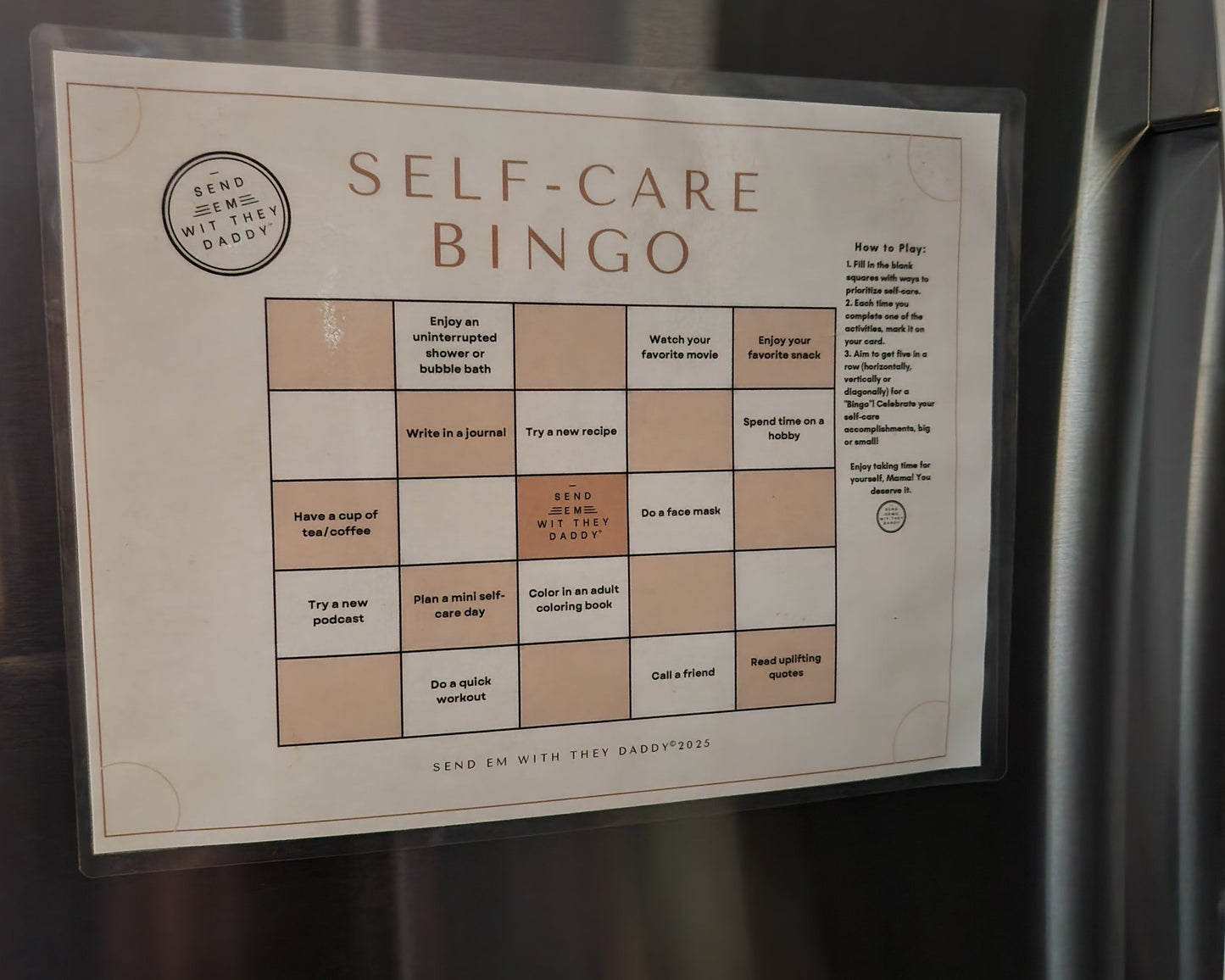Self-care BINGO Card
